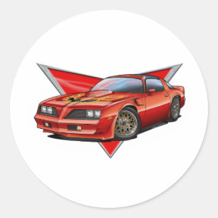 77-78 Red Firebird TA Classic Round Sticker
