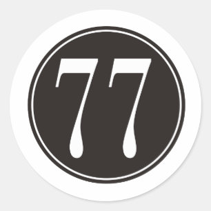 #77 Black Circle Classic Round Sticker