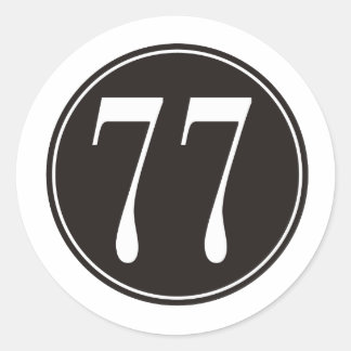 #77 Black Circle Classic Round Sticker