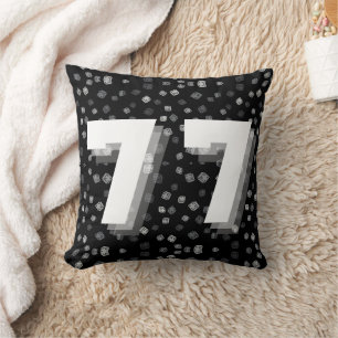 77|Seven Twice|Rolling Dice|Black & White Throw Pillow