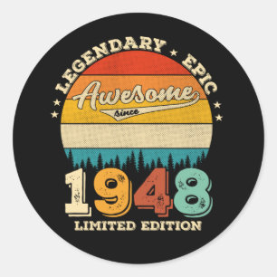 77 Year Old Bday 1948 Awesome 77th Birthday Gift Classic Round Sticker