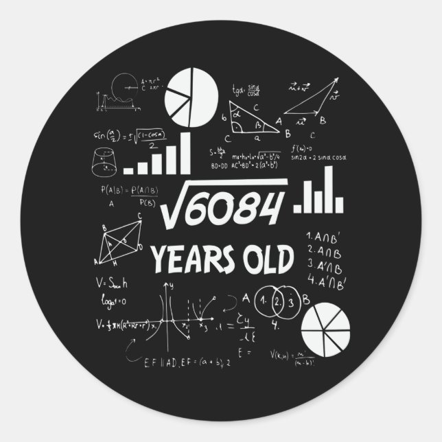 77 Year Old Bday Math Teacher 77th Birthday Gift Classic Round Sticker (Front)