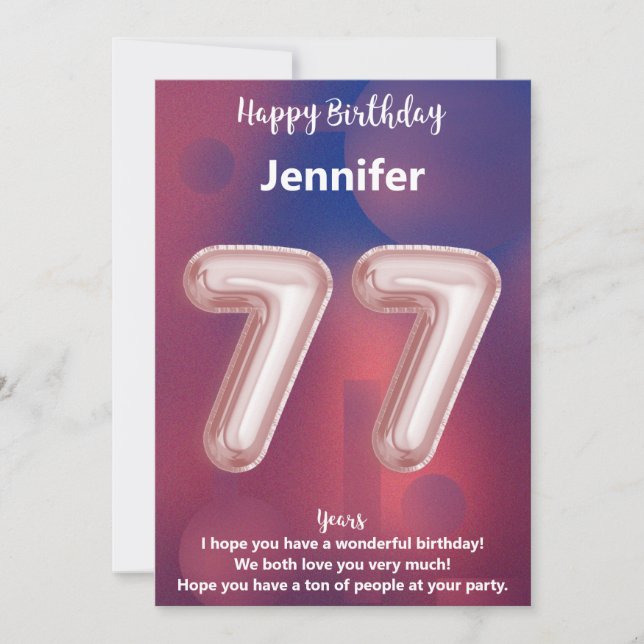 77 year old Happy Birthday card (Front)
