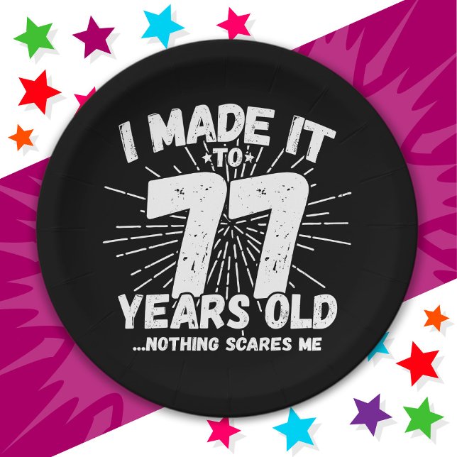 77 Year Old Sarcastic Meme Funny 77th Birthday Paper Plate (Creator Uploaded)