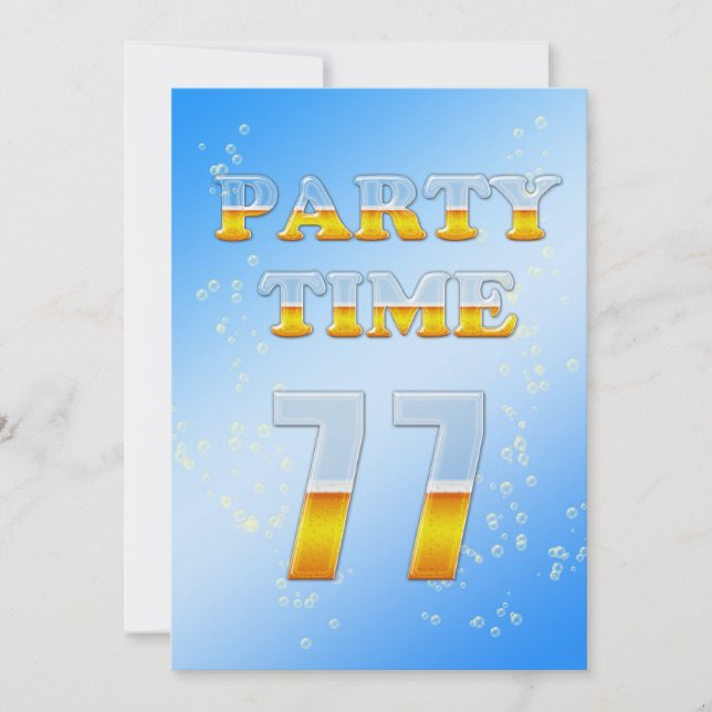 77e anniversaire invitation avec bière (Devant)