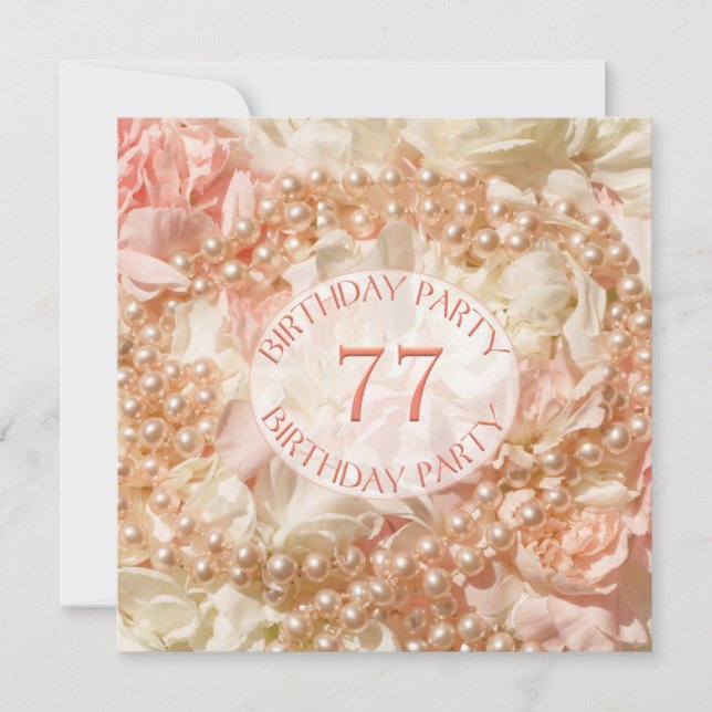 77e anniversaire invitation de fête avec perles (Devant)