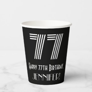 77th Birthday — Art Deco Inspired Look “77” Paper Cups