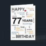 77th Birthday Card<br><div class="desc">Birthday Card Inside: May your special day be filled with joy, laughter, and unforgettable moments that you can cherish for years to come. Wishing you all the happiness in the world on your birthday and always! Description: Let's commemorate the incredible 77th birthday milestone with our delightful Happy 77th Birthday card!...</div>
