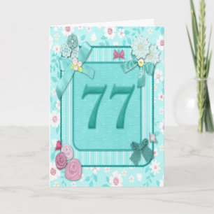 77th birthday card with flowers