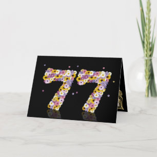 77th birthday card with flowery letters