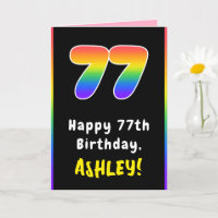 77th Birthday: Colourful Rainbow # 77, Custom Name