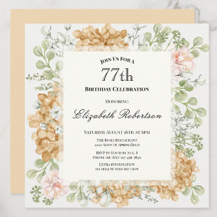 77th Birthday Invitation in Elegant Autumn Colours