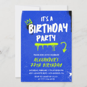 77th birthday invitations Men Graffiti Spray paint