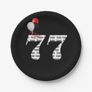 77th birthday party balloons paper plate