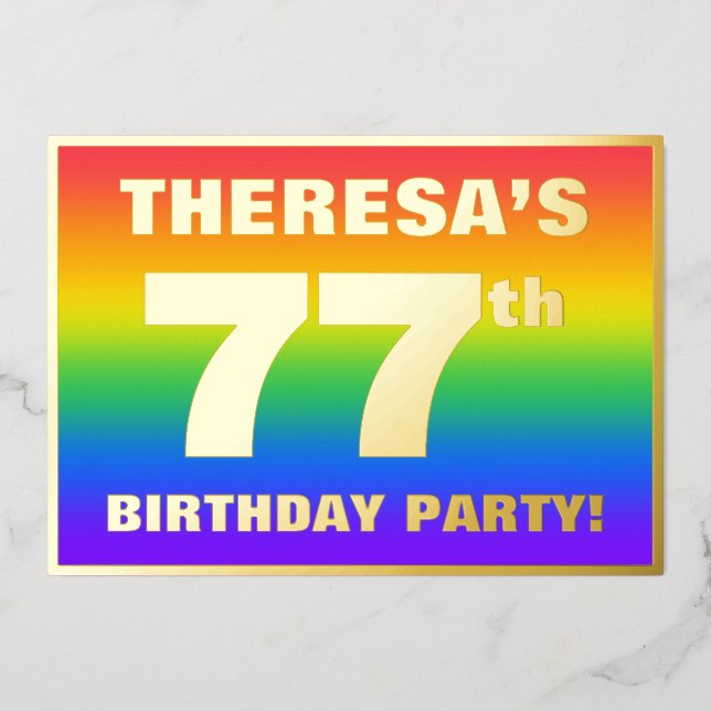 77th Birthday Party: Fun, Colourful Rainbow Patter (Front)