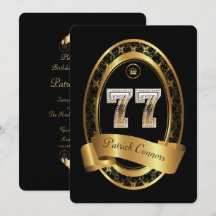 77th,birthday party woman man,elegant colour invitation