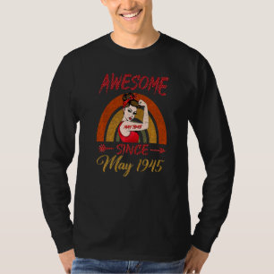 77th Birthday Queen Awesome Since May 1945 Rainbow T-Shirt
