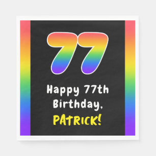 77th Birthday: Rainbow Spectrum # 77, Custom Name Napkin