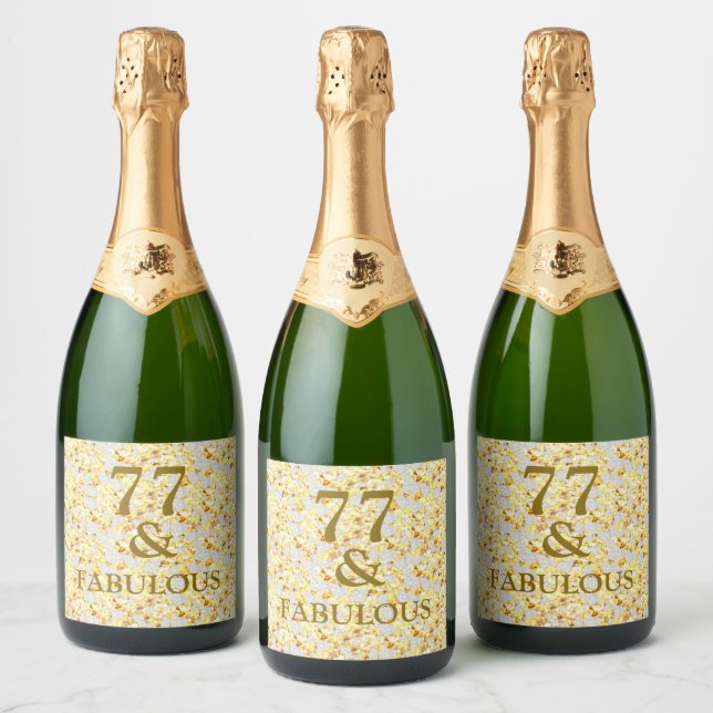 77th Birthday  Sparkling Wine Label (Bottles)