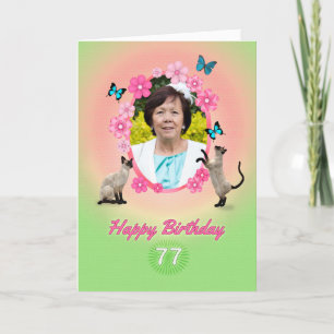 77th photo card with cats and butterflies,