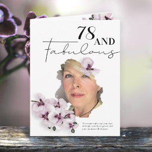 78 & Fabulous Orchid Photo Birthday Greeting Card