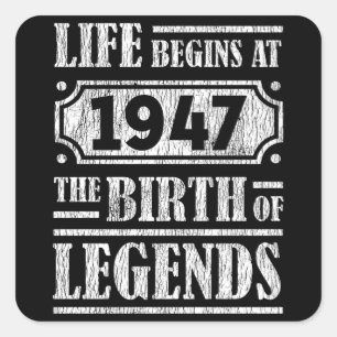 78 Year Old 1947 Birth Of Legend 78th Birthday Square Sticker