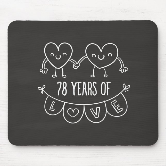 78th Anniversary Gift Chalk Hearts Mouse Pad (Front)