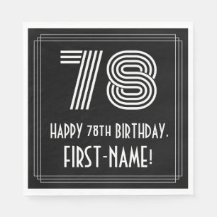 78th Birthday: Art Deco Inspired Look "78" + Name Napkin