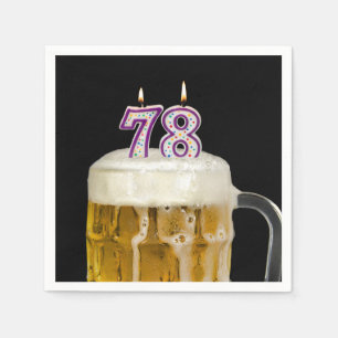 78th Birthday Beer on black Napkin