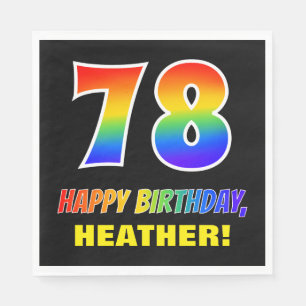 78th Birthday: Bold, Fun, Simple, Rainbow 78 Napkin
