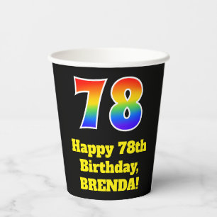 78th Birthday: Colourful, Fun, Exciting, Rainbow 7 Paper Cups