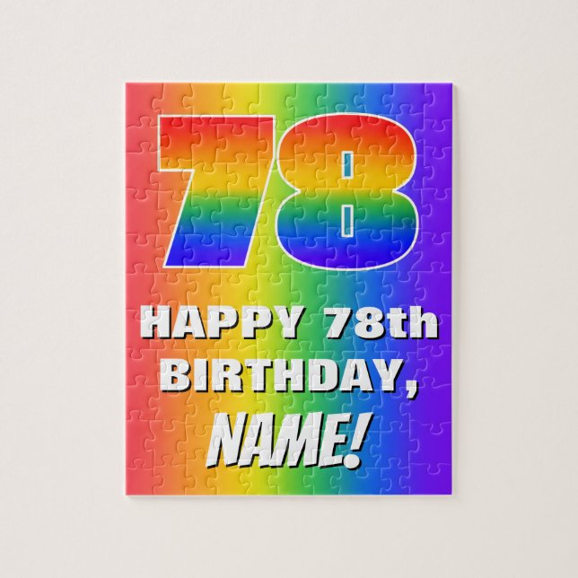 78th Birthday: Colourful, Fun Rainbow Pattern # 78 Jigsaw Puzzle (Vertical)