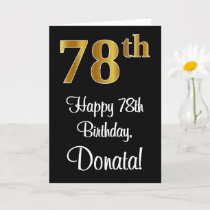 78th Birthday ~ Elegant Luxurious Faux Gold Look # Card