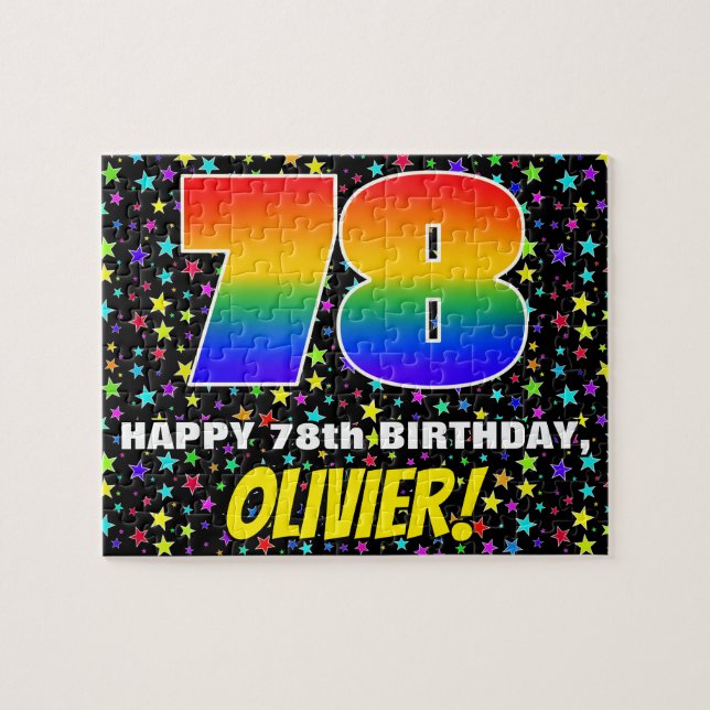 78th Birthday — Fun, Colourful Star Field Pattern Jigsaw Puzzle (Horizontal)