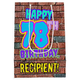 78th Birthday: Fun, Urban Graffiti Inspired Look Medium Gift Bag