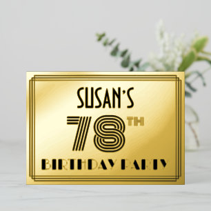 78th Birthday Party — Art Deco Style “78” & Name