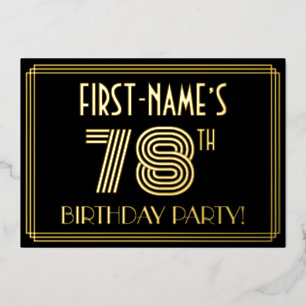 78th Birthday Party — Art Deco Style “78” + Name