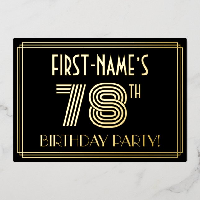 78th Birthday Party — Art Deco Style “78” + Name (Front)
