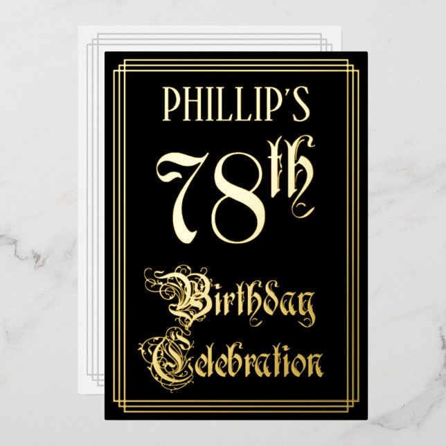 78th Birthday Party — Fancy Script & Custom Name (Front/Back)