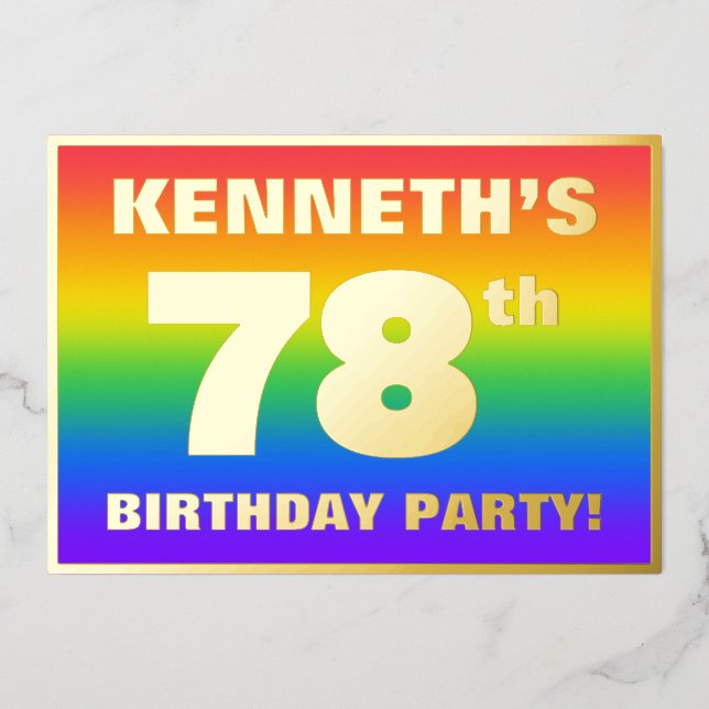 78th Birthday Party: Fun, Colourful Rainbow Patter (Front)