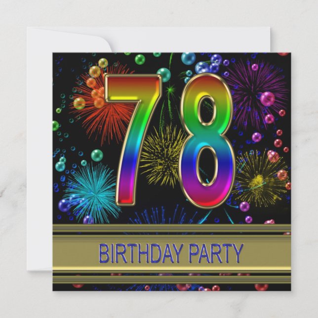 78th Birthday party Invitation with bubbles (Front)