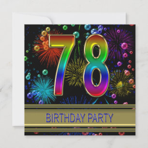 78th Birthday party Invitation with bubbles