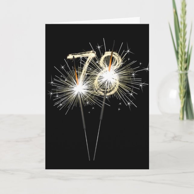 78th Birthday Sparklers on Black Card (Front)