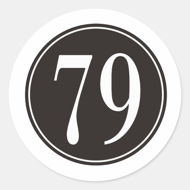 #79 Black Circle Classic Round Sticker (Front)