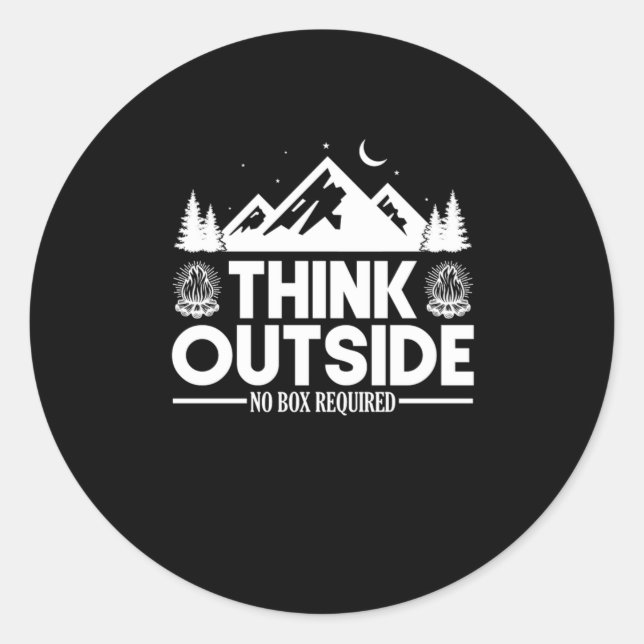 79.Hiking Think Outside No Box Required Classic Round Sticker (Front)