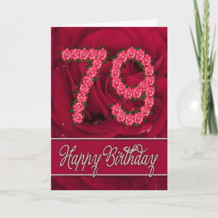 79e anniversaire carte avec rose et feuille