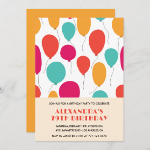 79e anniversaire invitations Balloons Moderne