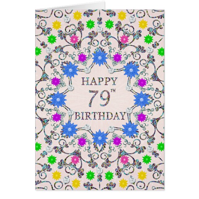 79th Birthday Abstract Flowers  (Front)