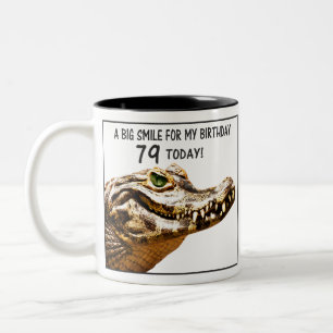 79th Birthday Alligator Smile Two-Tone Coffee Mug