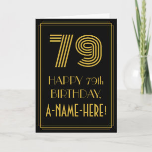 79th Birthday: Art Deco Inspired Look "79" & Name Card